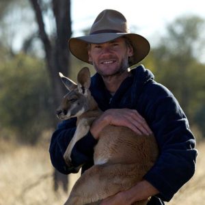 Brolga with Young Kangaroo